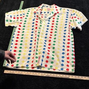 Twister adult Polka Dot Button Down Shirt - Red, Blue, Green, Yellow